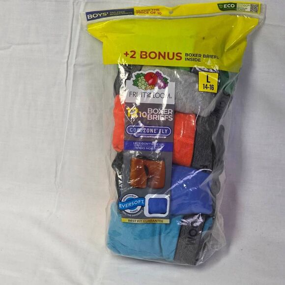 Fruit of the Loom Boys 12+2 Bonus Boxer Briefs L 14-16 - Picture 3 of 6